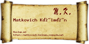 Matkovich Kálmán névjegykártya